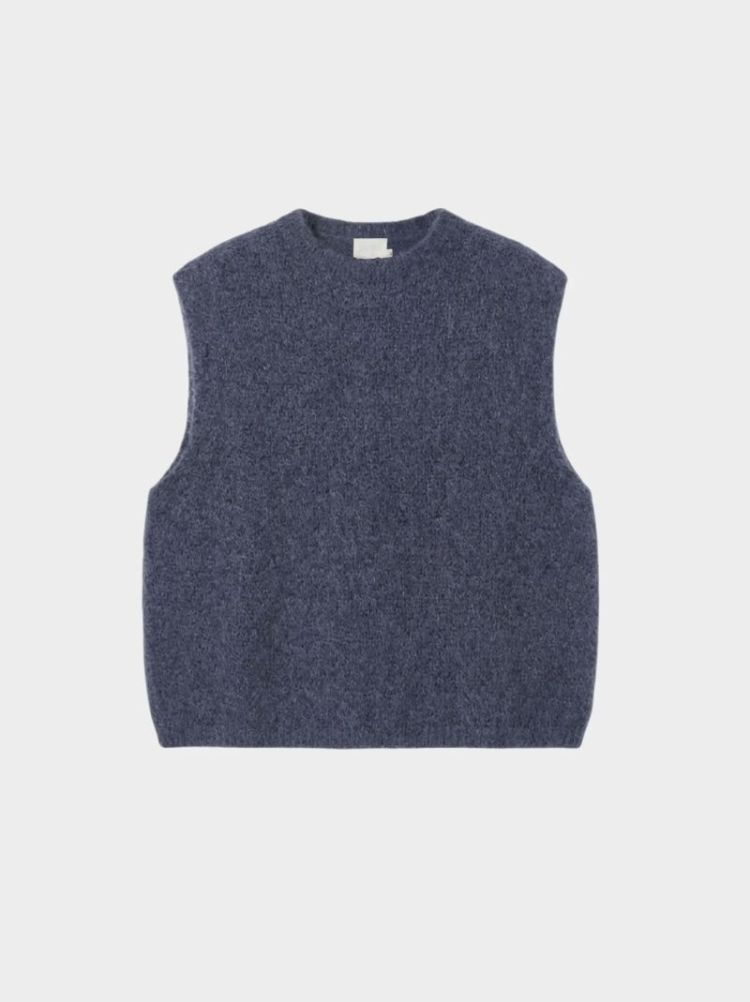 Boxy vest with mohair Ocean