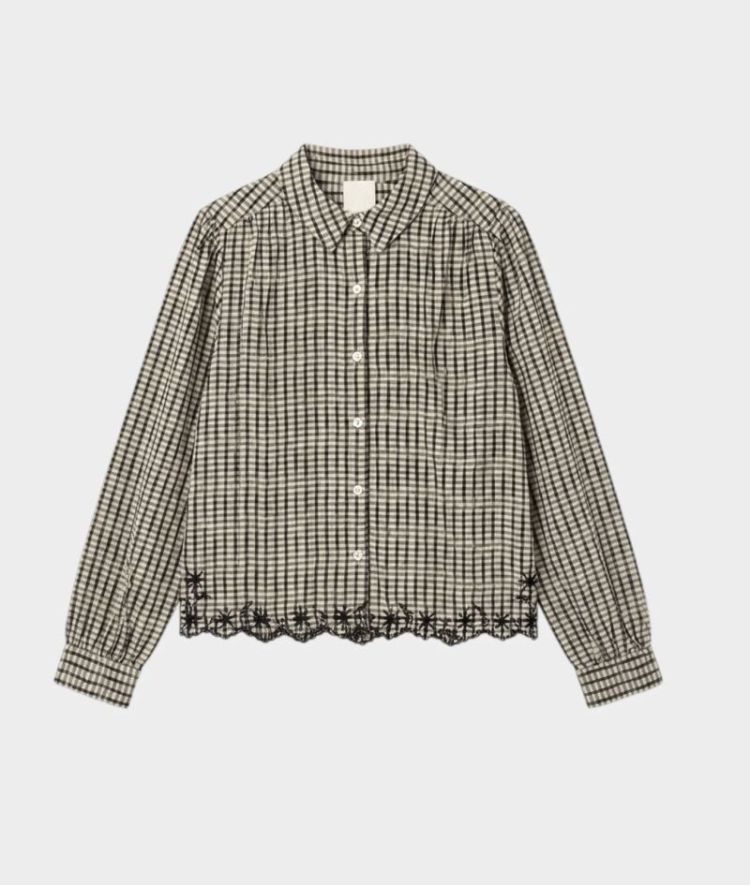 Contrast embroidery shirt Black