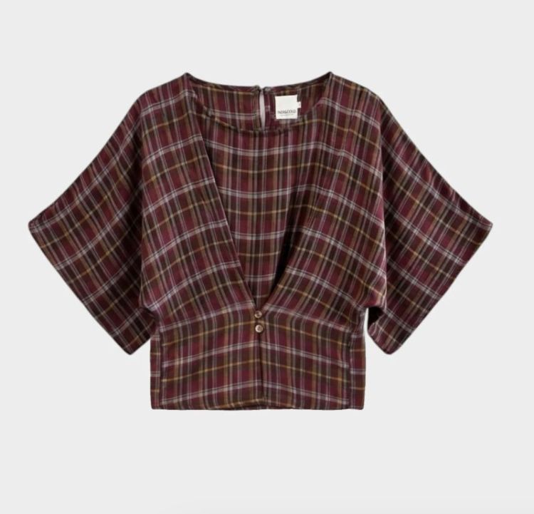Short multicolor checkered blo Bordeaux