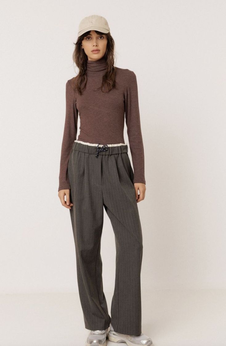 Fitted ribbed t-shirt Chocolate