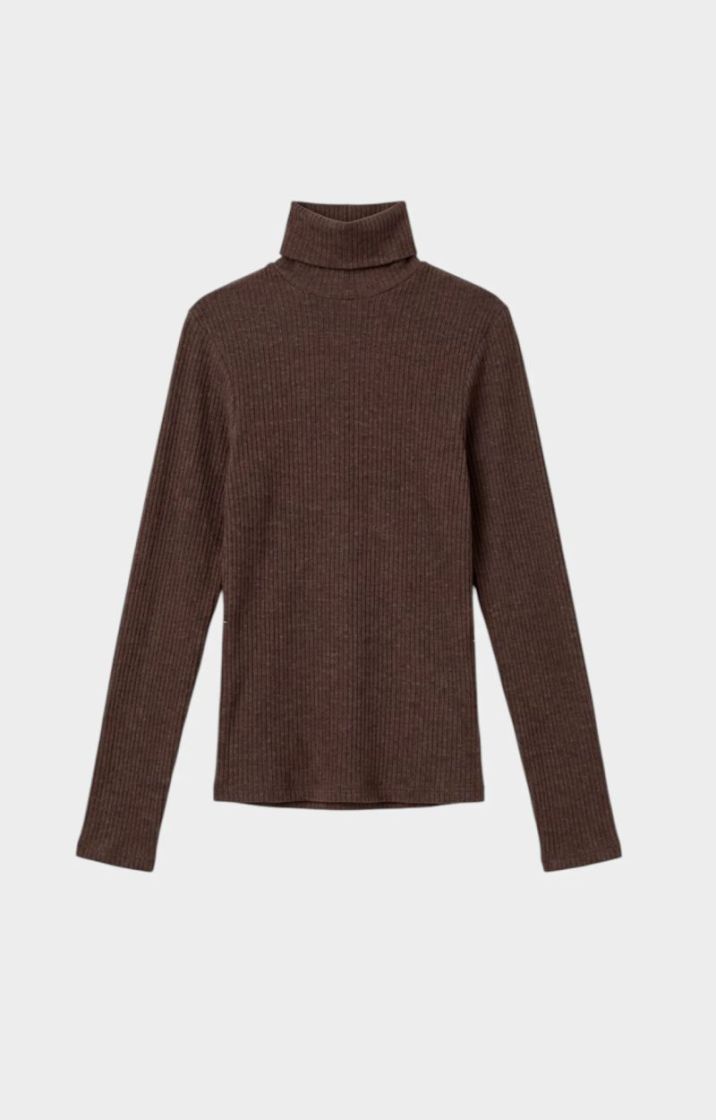 Fitted ribbed t-shirt Chocolate