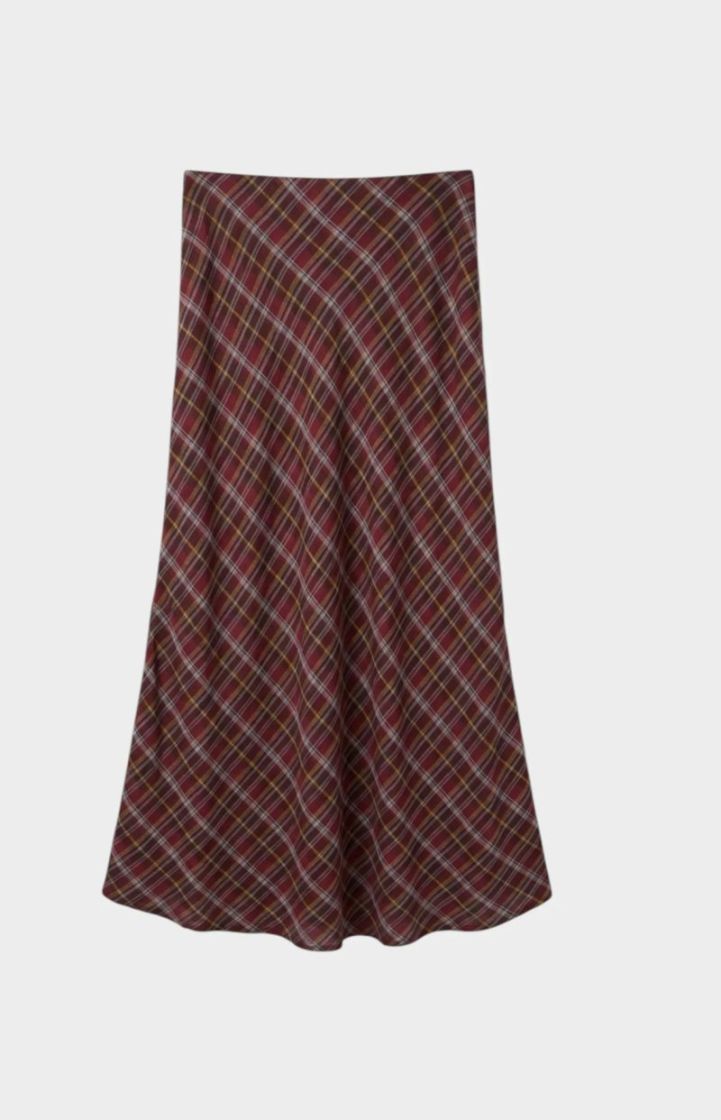 Long multicolor checkered skir Bordeaux