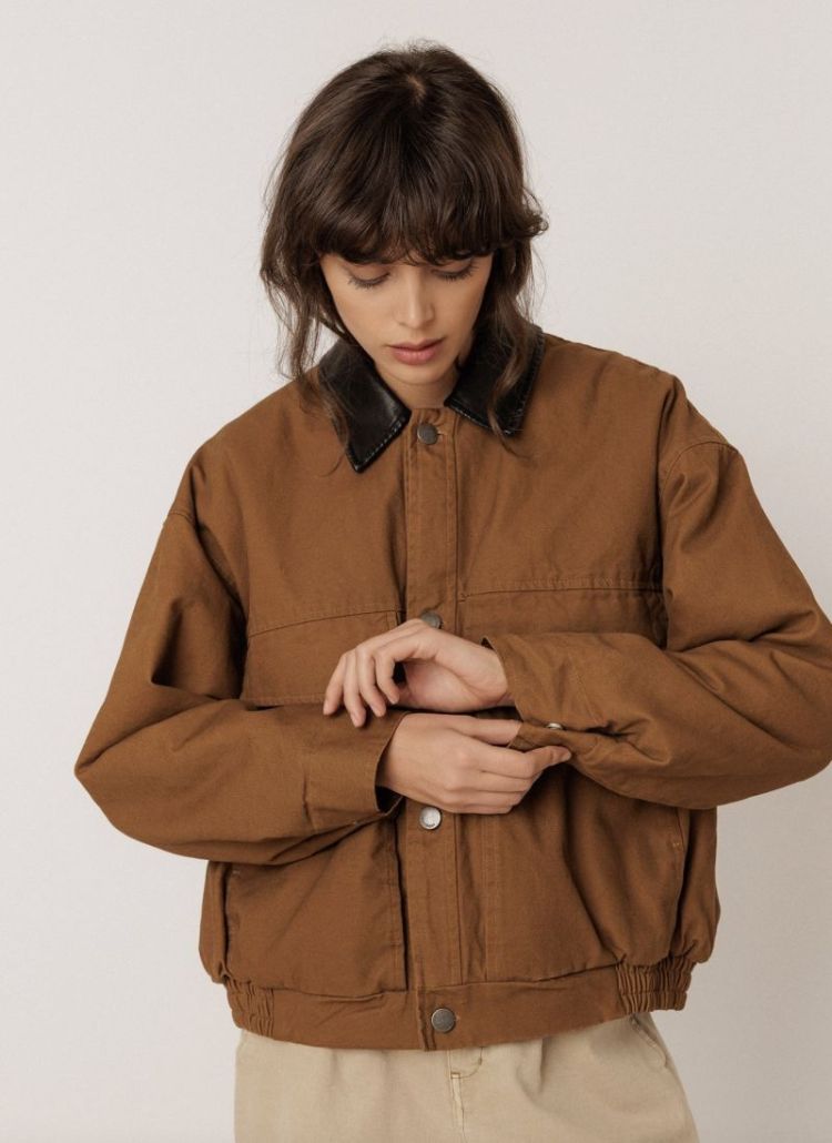 Washed-effect quilted jacket Toffee