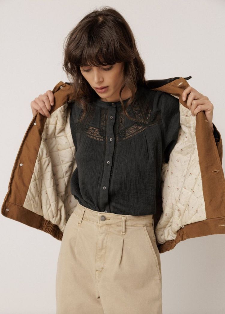 Washed-effect quilted jacket Toffee