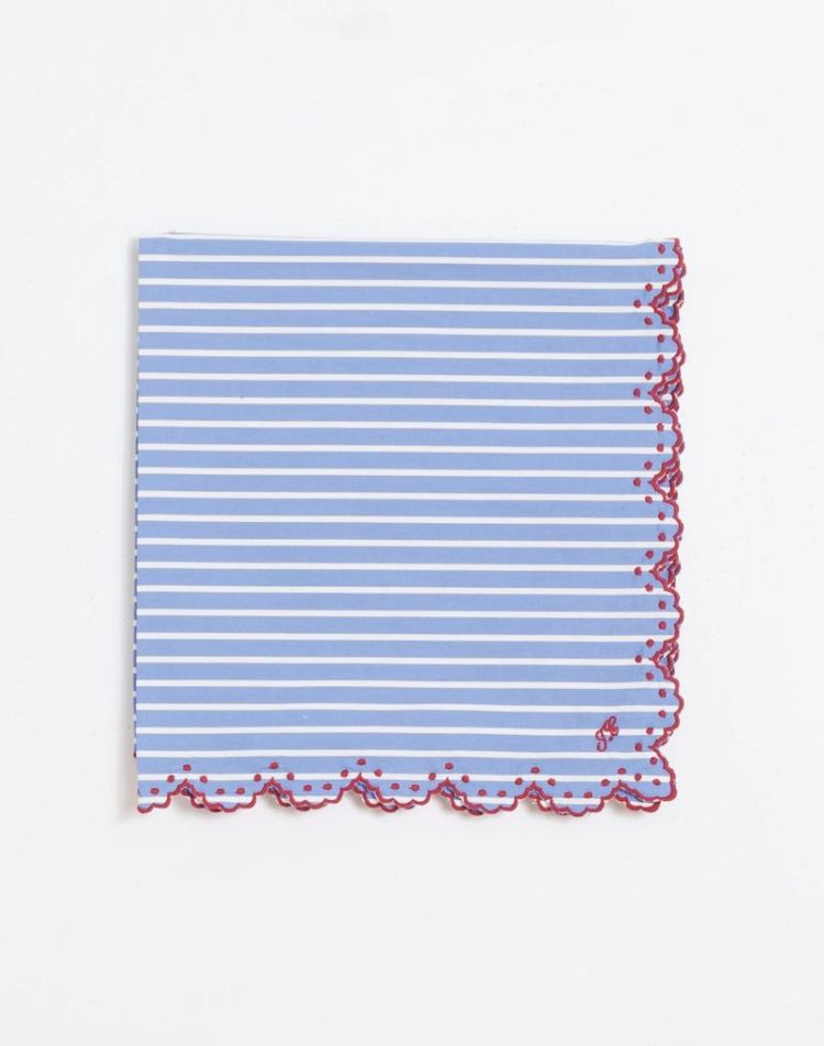 Striped poplin handkerchief  Blue