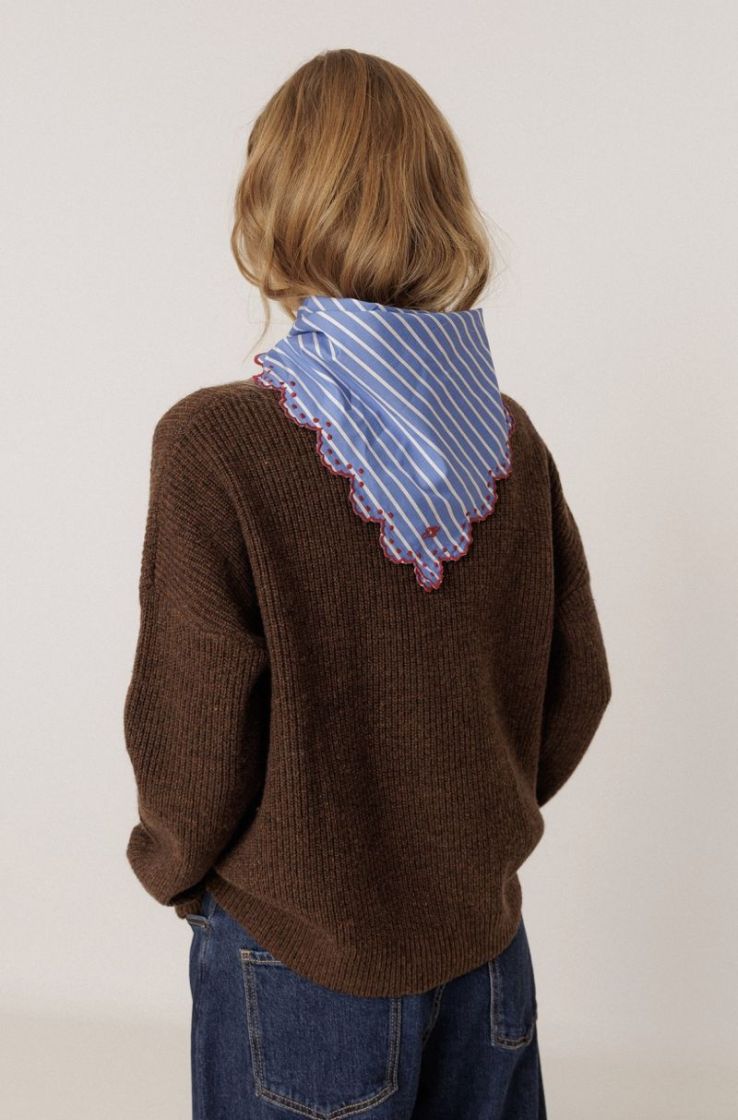 Striped poplin handkerchief Blue