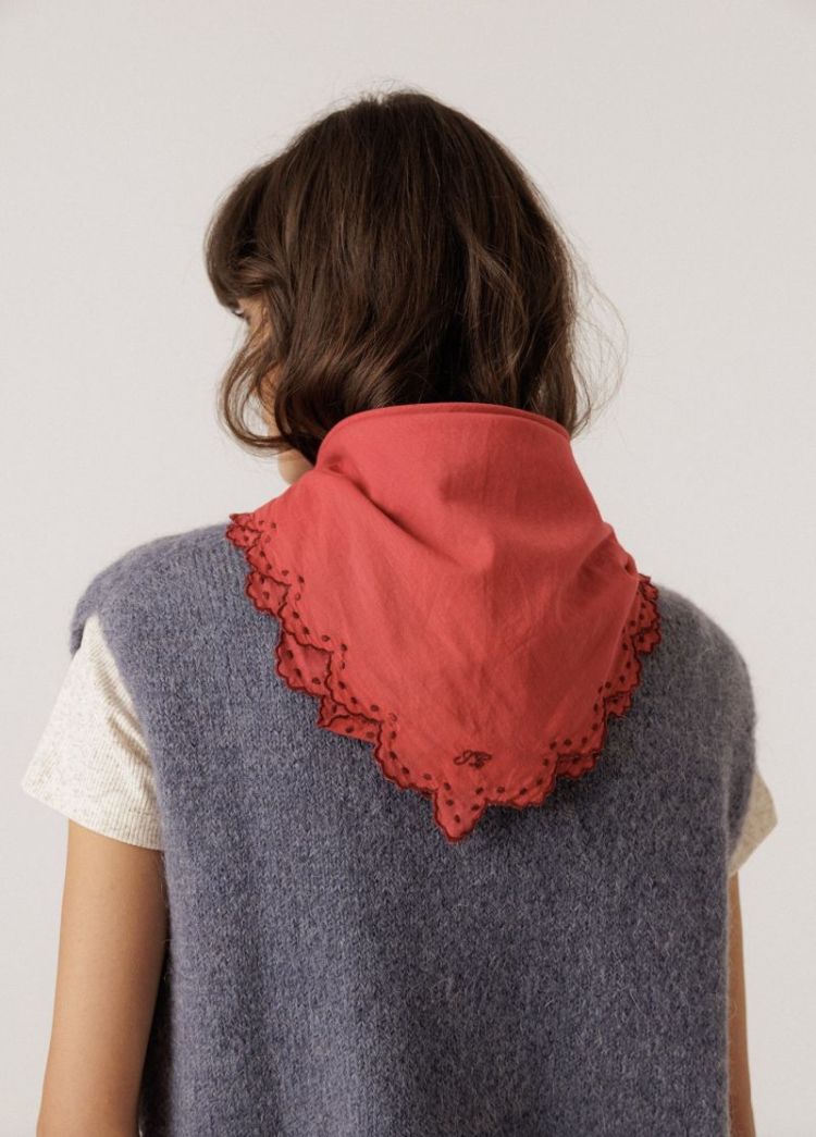 Embroidered voile  Red