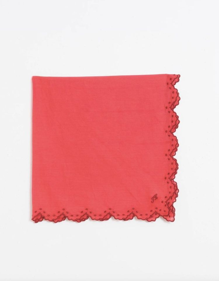 Embroidered voile  Red