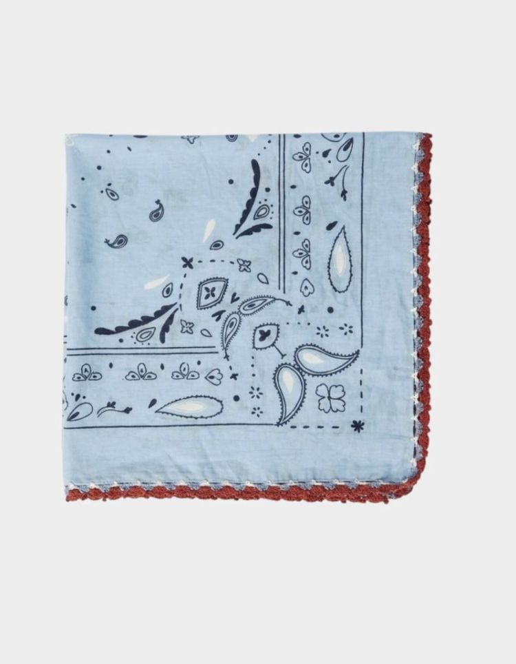 Bandana with crochet trim  sky