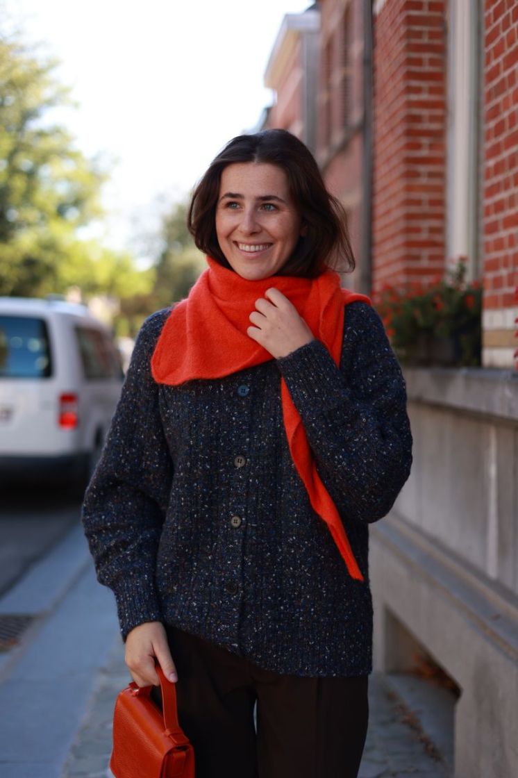 Triangular knitted shawl  Orange