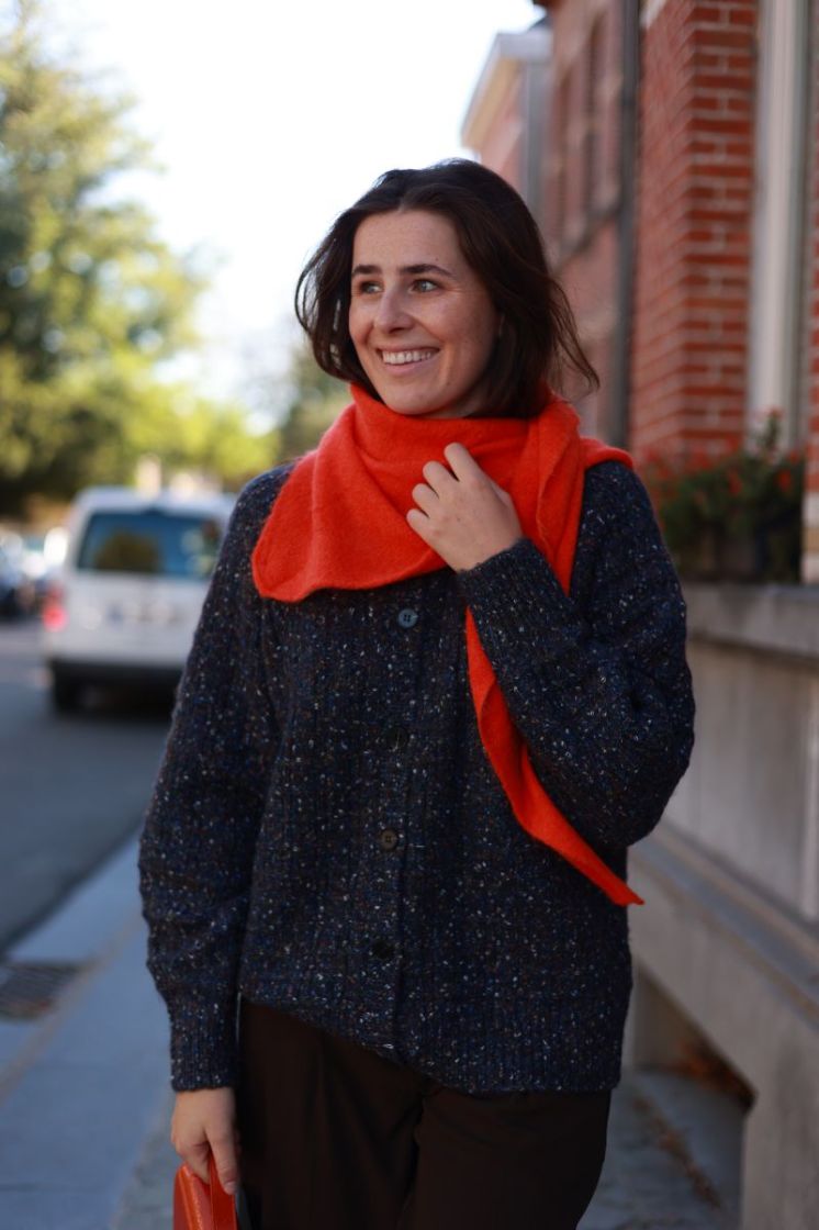 Triangular knitted shawl  Orange
