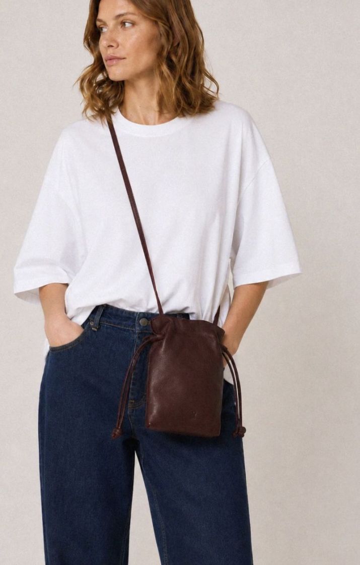 Mini ruched-leather bag Eggplant