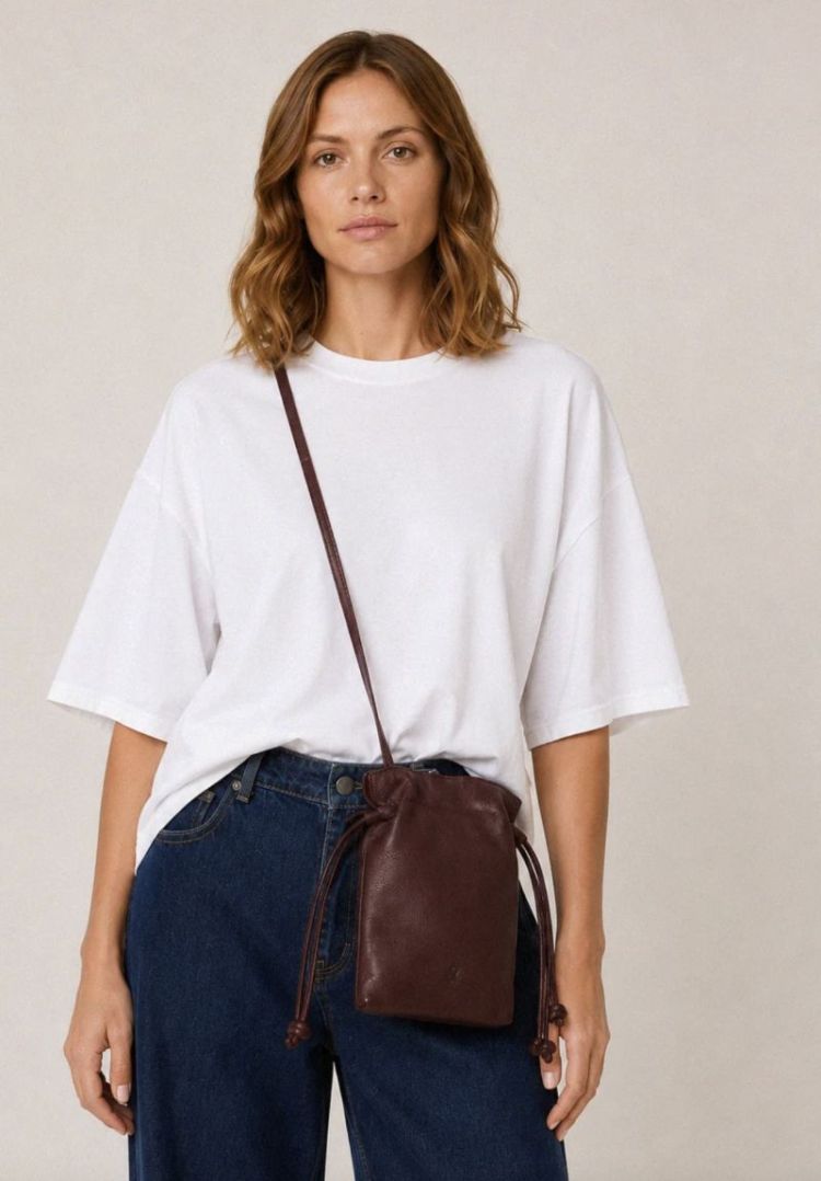 Mini ruched-leather bag Eggplant