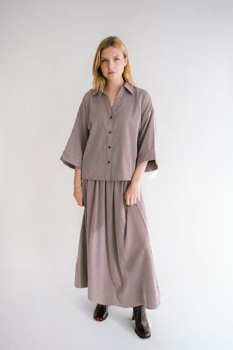 Manu blouse Stripe Bordeaux