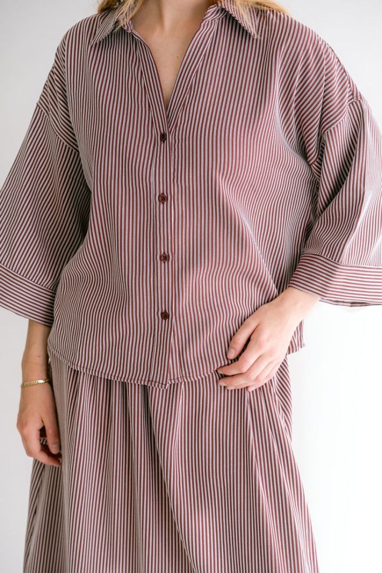 Manu blouse Stripe Bordeaux