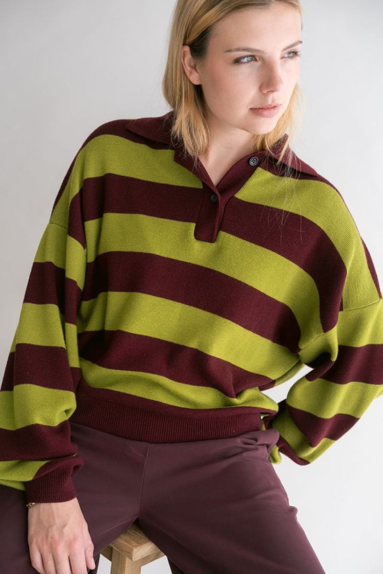 Leonie polo Stripe bordeaux