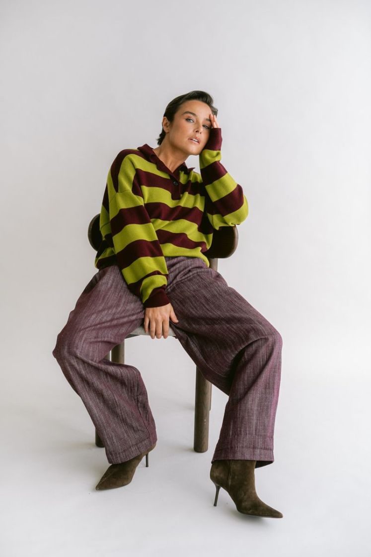 Leonie polo Stripe bordeaux