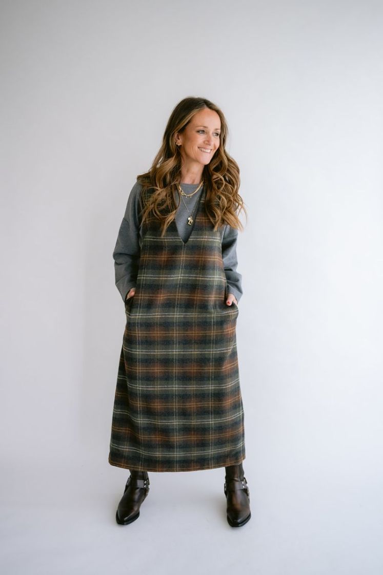 Ibo dress  Moss green chec