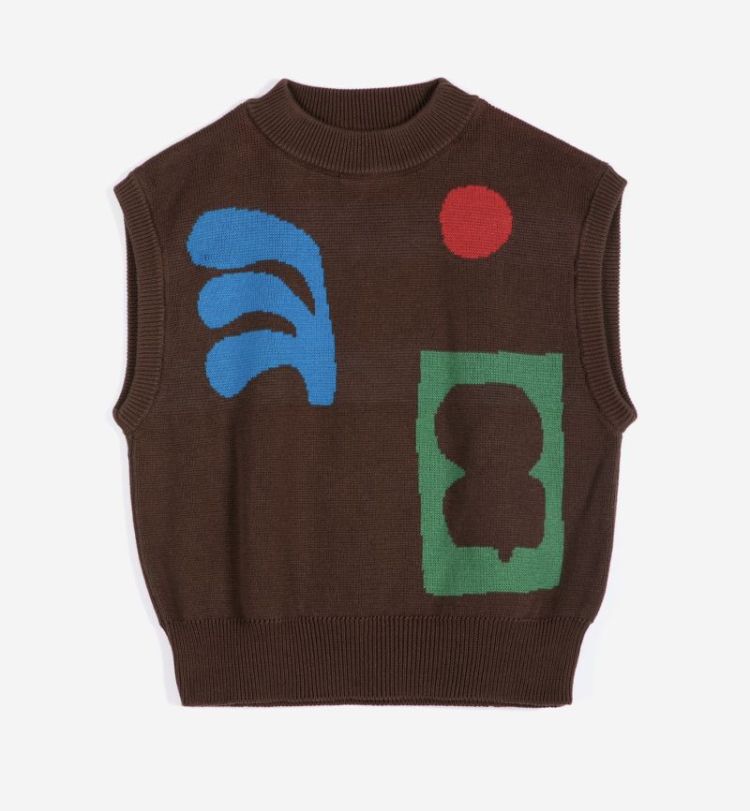 Plant seal jacquard vest Dark Brown