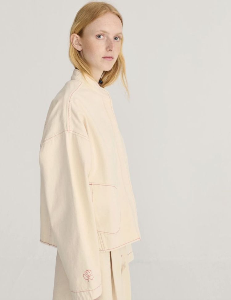 Vibrant Flower twill jacket Offwhite
