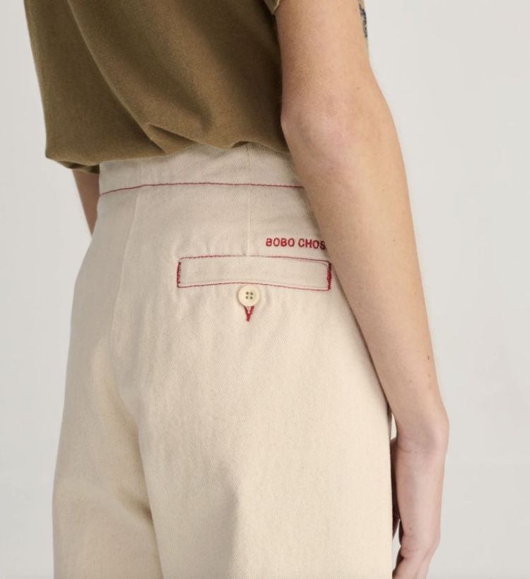 Ecru twill pleated barrel Offwhite