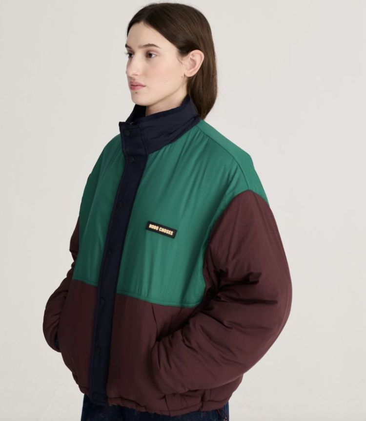 Reversible nylon sherpa Dark Brown