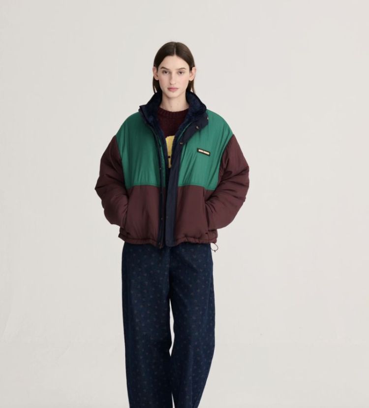 Reversible nylon sherpa Dark Brown