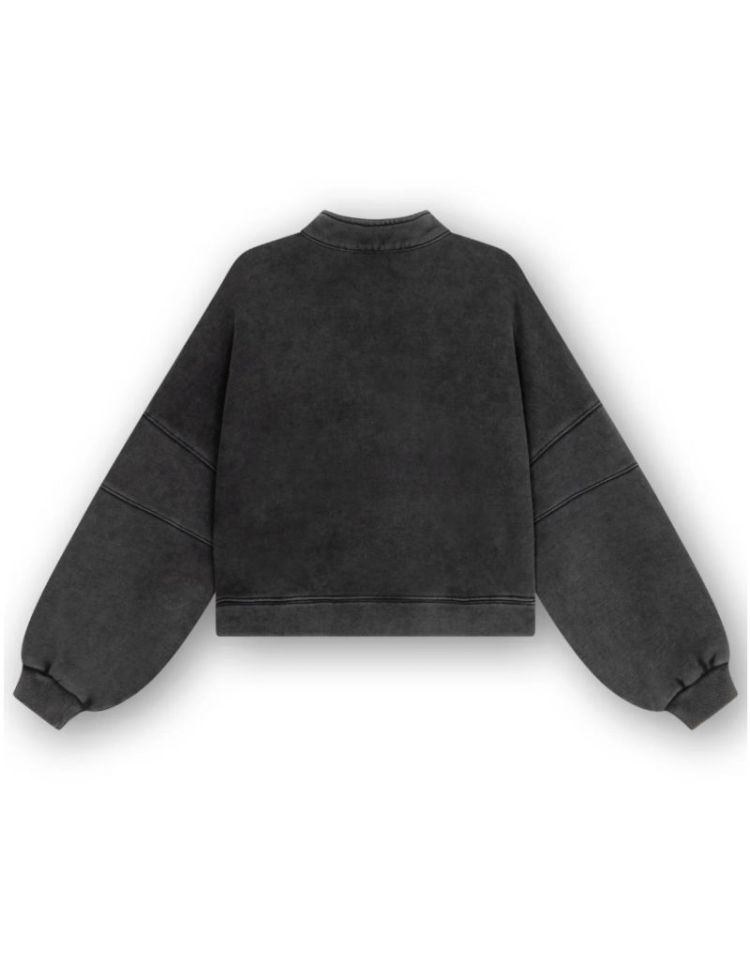 High neck sweater zipper Washed Antracit