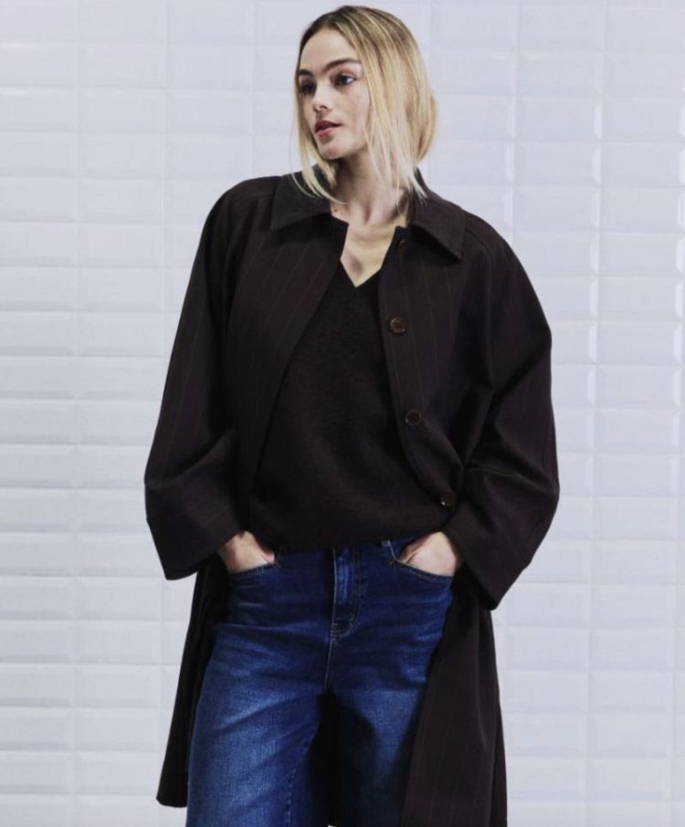 WBLJAYLINE TAILORED COAT DARK BROWN STRI