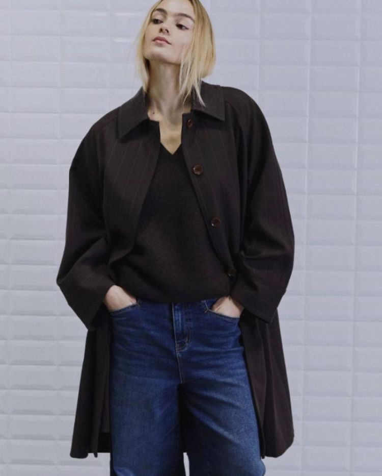 WBLJAYLINE TAILORED COAT DARK BROWN STRI