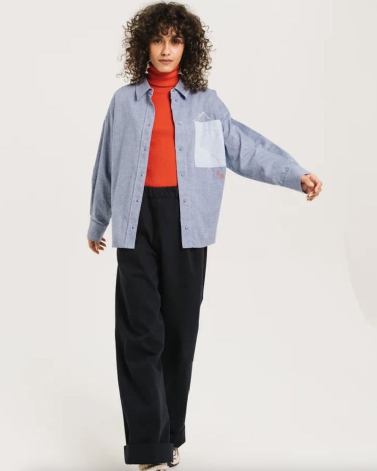 BAYLIE EMBROIDERED SHIRT BLEU