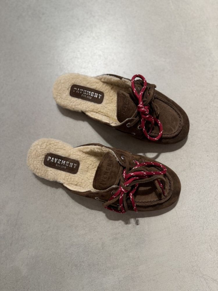 payasma lace fur  brown suede