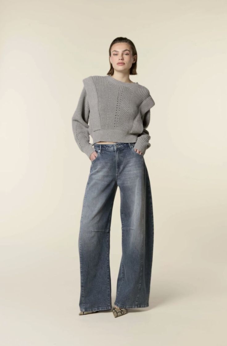 Bowie exra wide barrel jeans Greyish blue