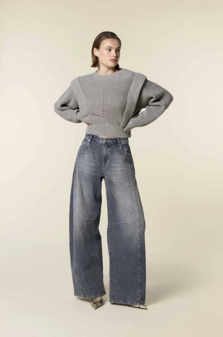 Bowie exra wide barrel jeans Greyish blue